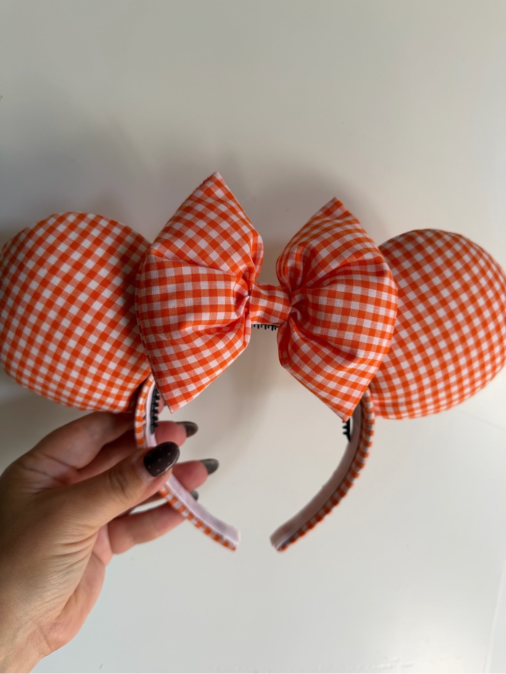 Orange Gingham Fall/Halloween Minnie Mouse ears